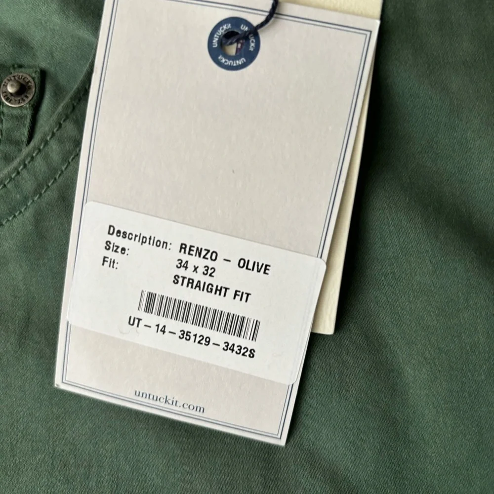 UNTUCKit Men’s Straight Fit 5-Pocket Pima Cotton Pant 34x32 Olive Green New